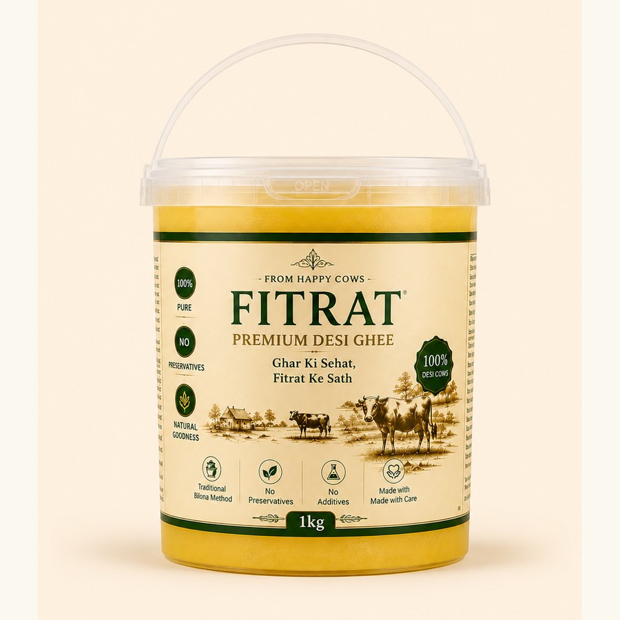 FITRAT 1kg Desi Ghee pack, a standard household size